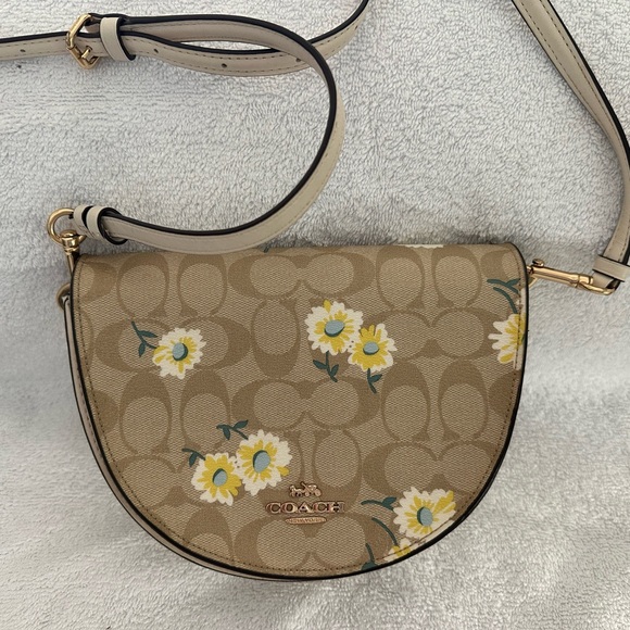 Coach Handbags - Coach Tan Floral Crossbody Bag